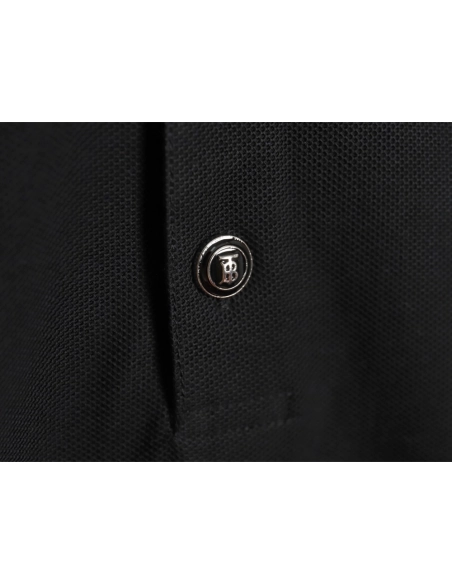 Burberry Button BT Logo Short Sleeve Polo Shirt Black,Burberry