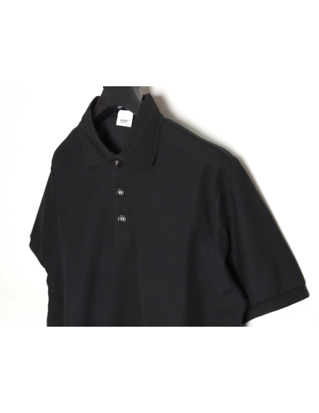 Burberry Button BT Logo Short Sleeve Polo Shirt Black,Burberry