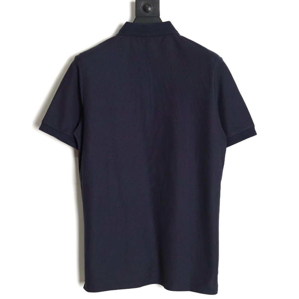 Burberry Button BT Logo Short Sleeve Polo Shirt Navy Blue,Burberry