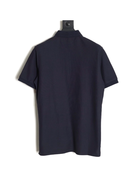 Burberry Button BT Logo Short Sleeve Polo Shirt Navy Blue,Burberry