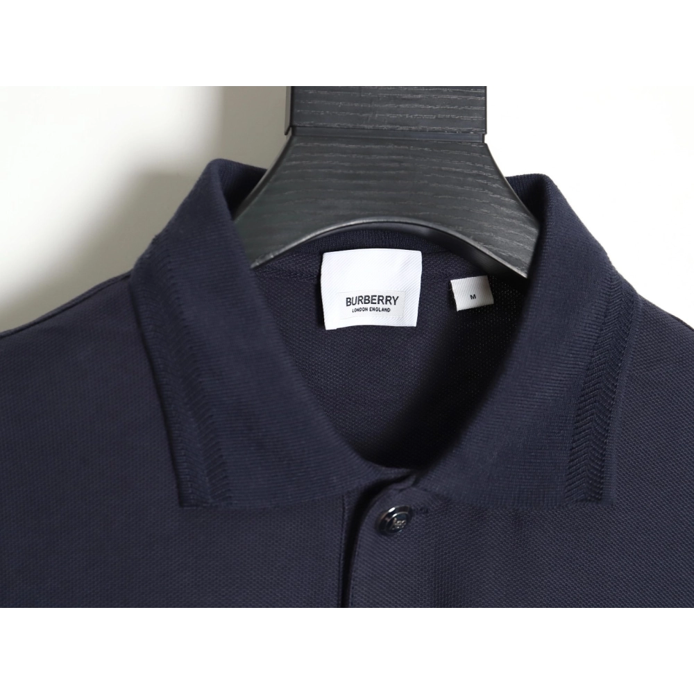 Burberry Button BT Logo Short Sleeve Polo Shirt Navy Blue,Burberry