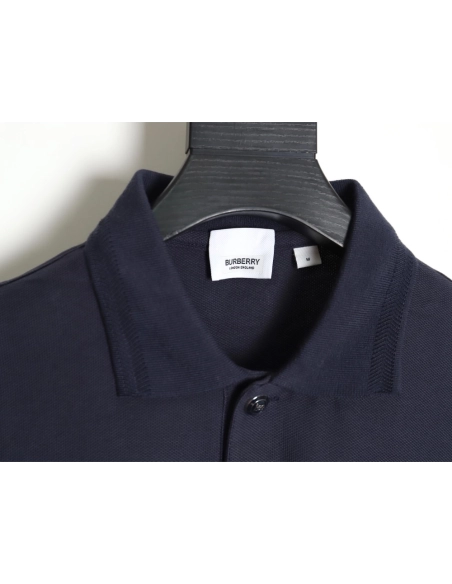 Burberry Button BT Logo Short Sleeve Polo Shirt Navy Blue,Burberry