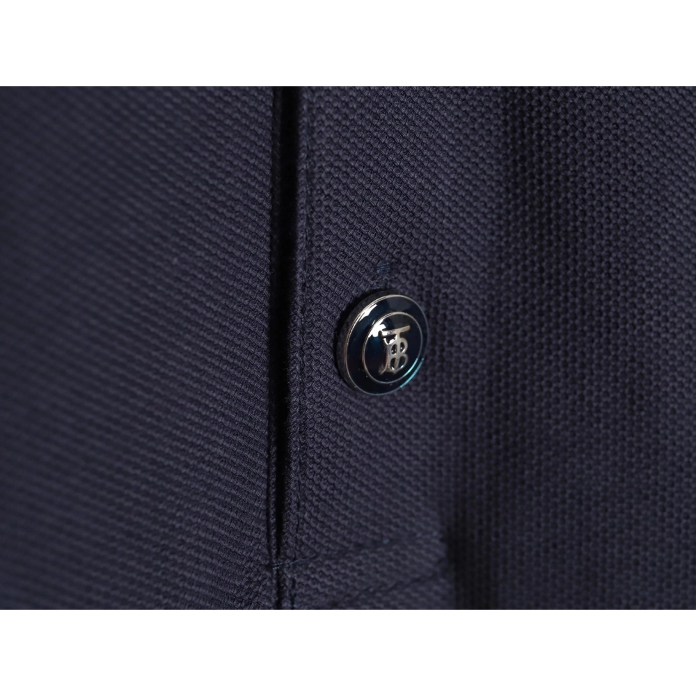 Burberry Button BT Logo Short Sleeve Polo Shirt Navy Blue,Burberry