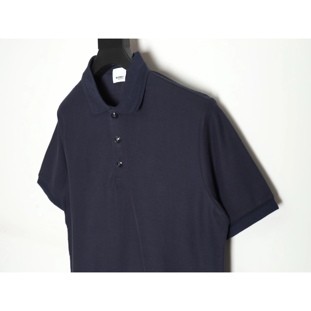 Burberry Button BT Logo Short Sleeve Polo Shirt Navy Blue,Burberry
