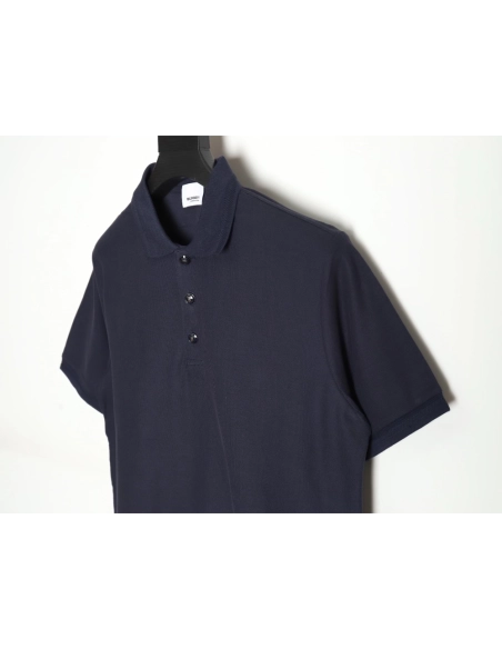 Burberry Button BT Logo Short Sleeve Polo Shirt Navy Blue,Burberry