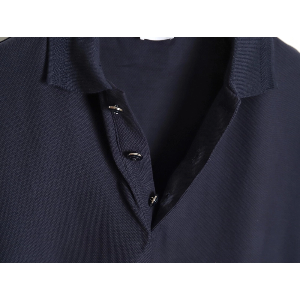 Burberry Button BT Logo Short Sleeve Polo Shirt Navy Blue,Burberry