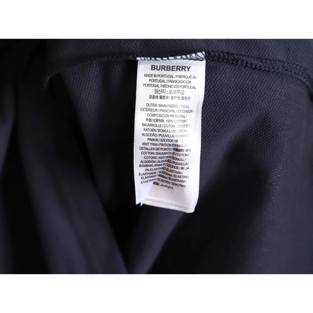 Burberry Button BT Logo Short Sleeve Polo Shirt Navy Blue,Burberry