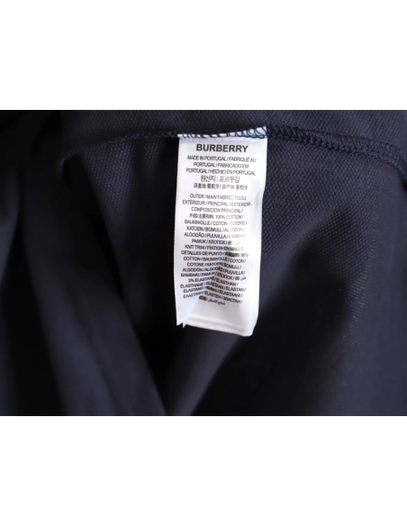 Burberry Button BT Logo Short Sleeve Polo Shirt Navy Blue,Burberry