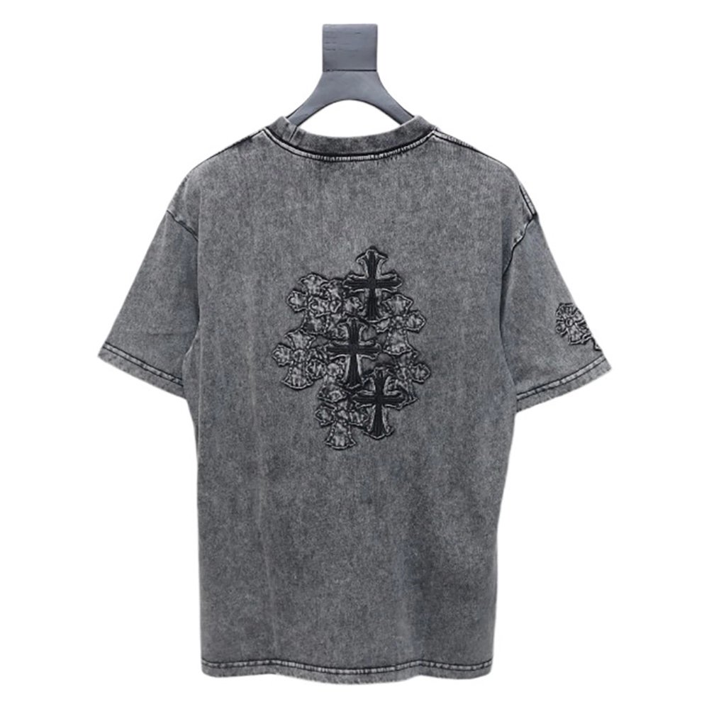 Chrome Hearts washed distressed patch logo short sleeves,Chrome Hearts