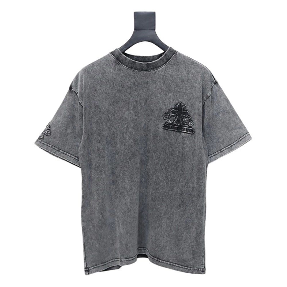 Chrome Hearts washed distressed patch logo short sleeves,Chrome Hearts