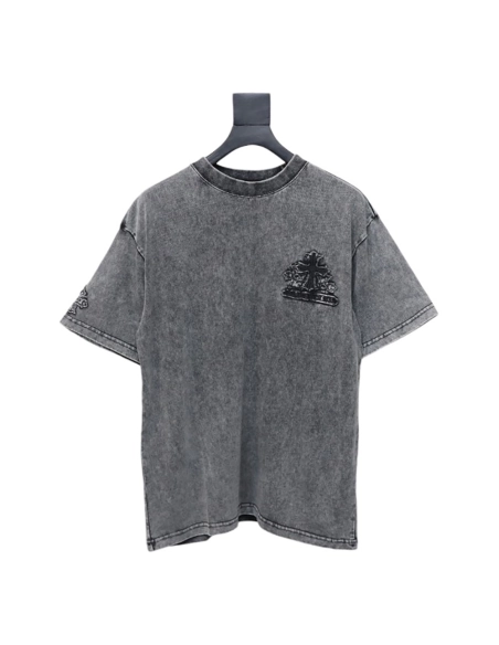 Chrome Hearts washed distressed patch logo short sleeves,Chrome Hearts