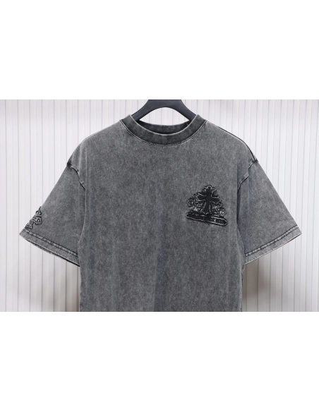 Chrome Hearts washed distressed patch logo short sleeves,Chrome Hearts