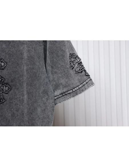 Chrome Hearts washed distressed patch logo short sleeves,Chrome Hearts