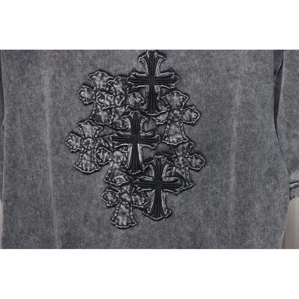 Chrome Hearts washed distressed patch logo short sleeves,Chrome Hearts