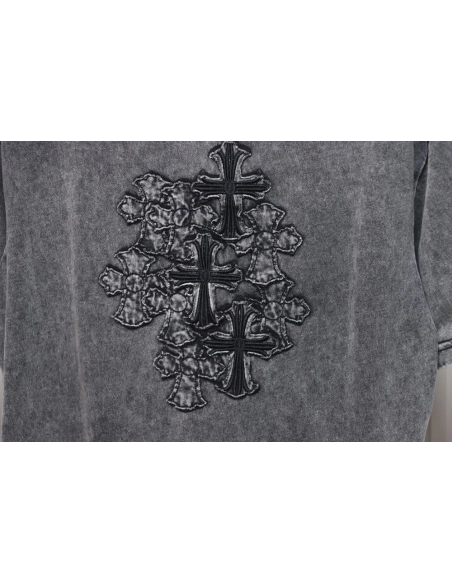Chrome Hearts washed distressed patch logo short sleeves,Chrome Hearts