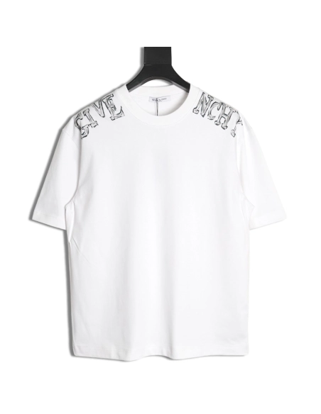 Givenchy shoulder hand-painted letter print short sleeves,Givenchy