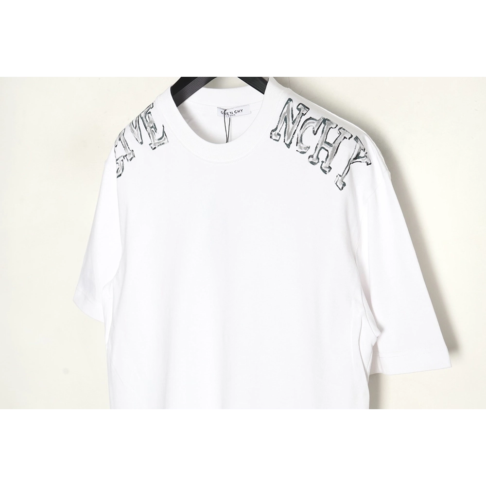 Givenchy shoulder hand-painted letter print short sleeves,Givenchy