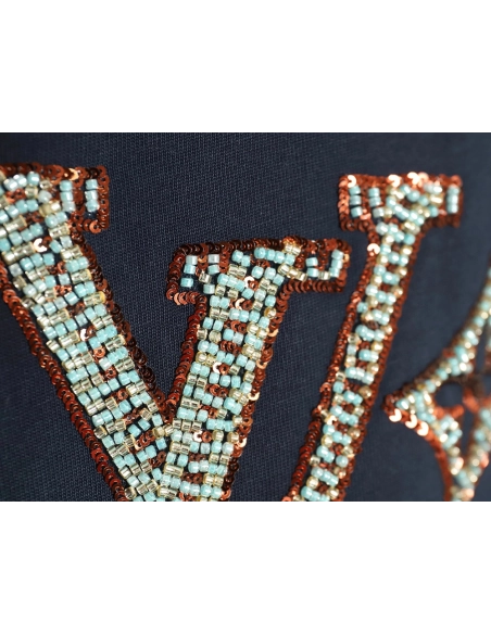 Louis Vuitton embroidered lettering short-sleeved T-shirt TSK1,Louis Vuitton