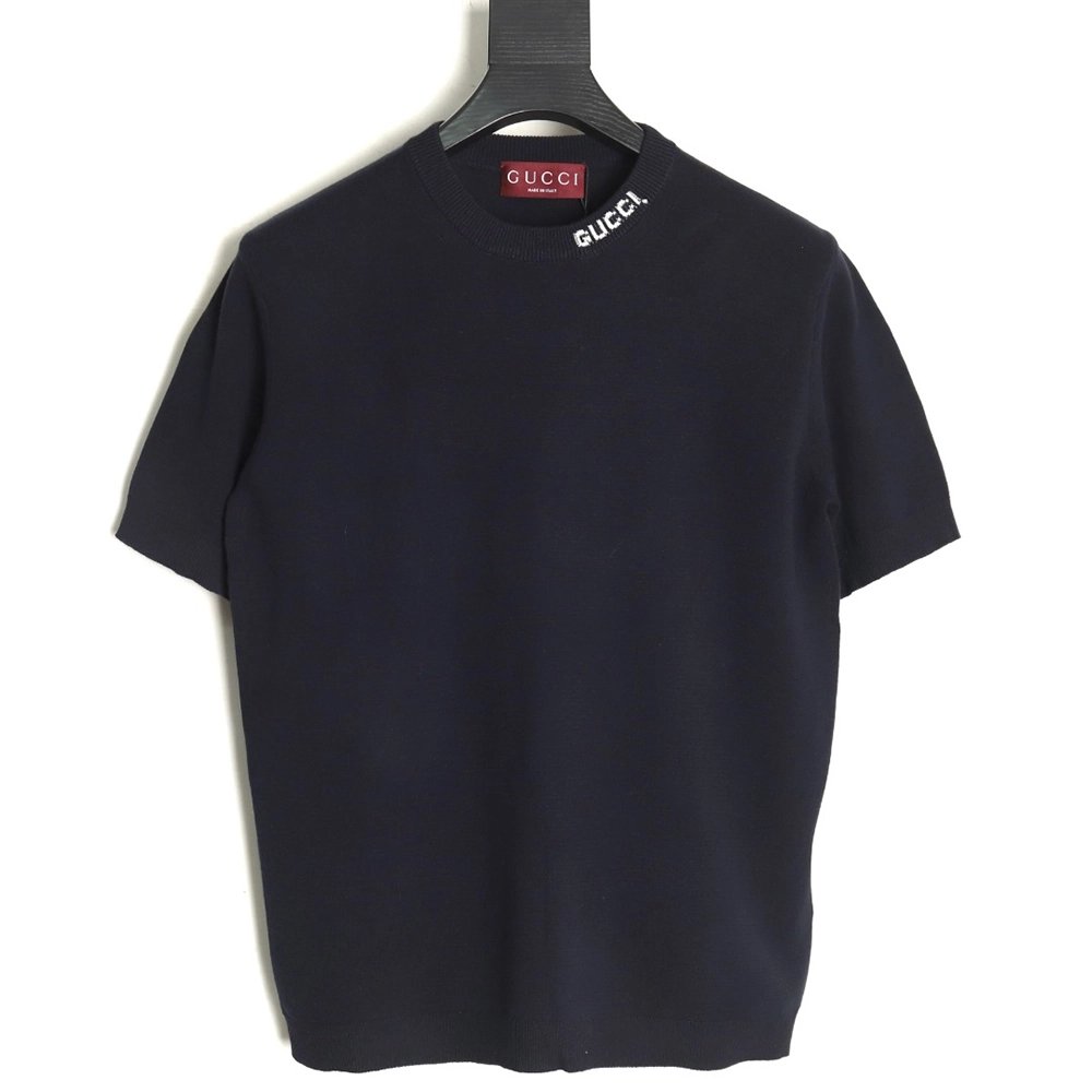 Gucci collar intarsia knitted short-sleeved T-shirt,Gucci