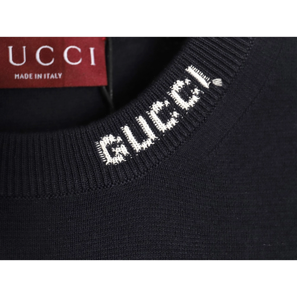 Gucci collar intarsia knitted short-sleeved T-shirt,Gucci