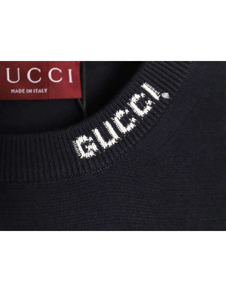 Gucci collar intarsia knitted short-sleeved T-shirt,Gucci