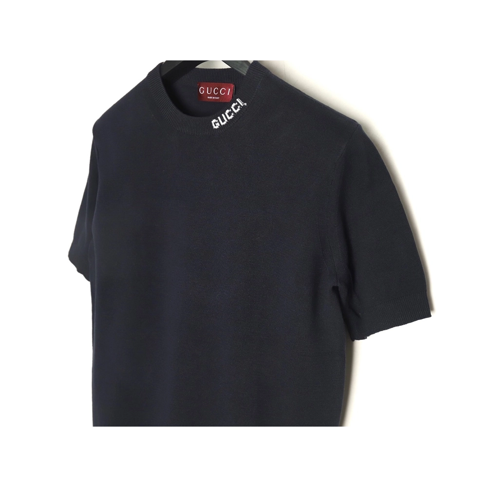 Gucci collar intarsia knitted short-sleeved T-shirt,Gucci