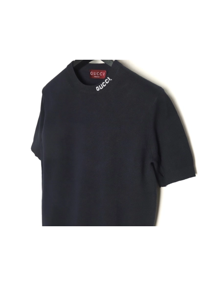 Gucci collar intarsia knitted short-sleeved T-shirt,Gucci