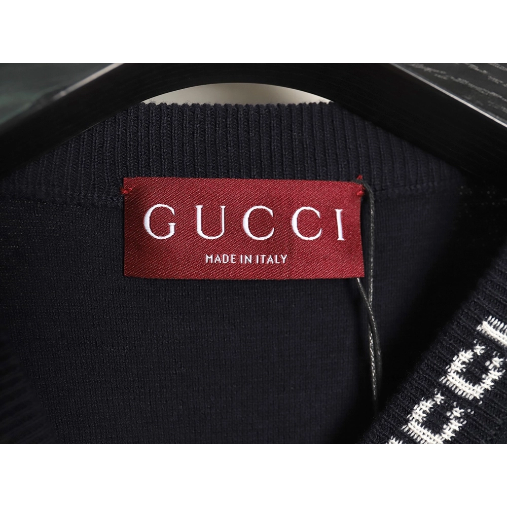 Gucci collar intarsia knitted short-sleeved T-shirt,Gucci