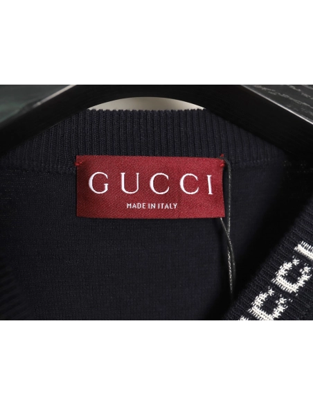 Gucci collar intarsia knitted short-sleeved T-shirt,Gucci