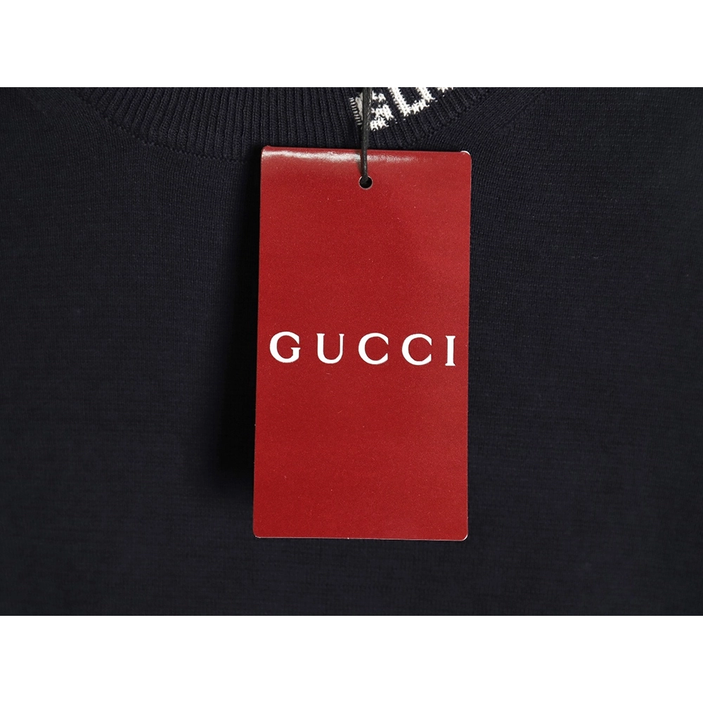 Gucci collar intarsia knitted short-sleeved T-shirt,Gucci