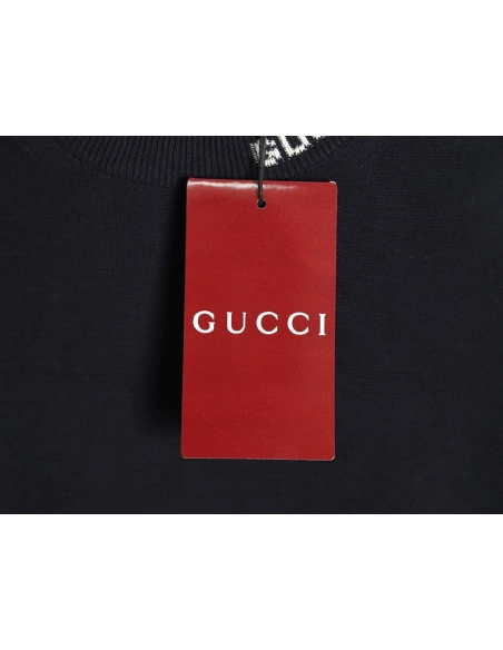 Gucci collar intarsia knitted short-sleeved T-shirt,Gucci