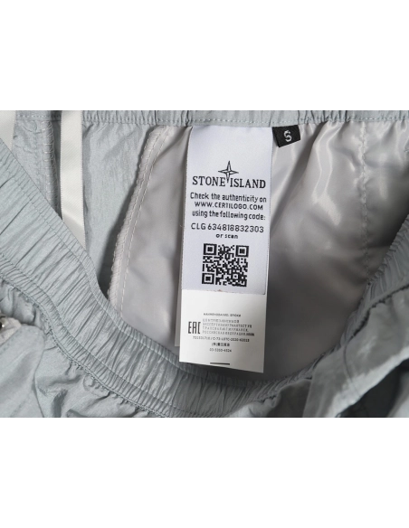Stone Island Solid Metallic Nylon Stretch Pants,Stone Island