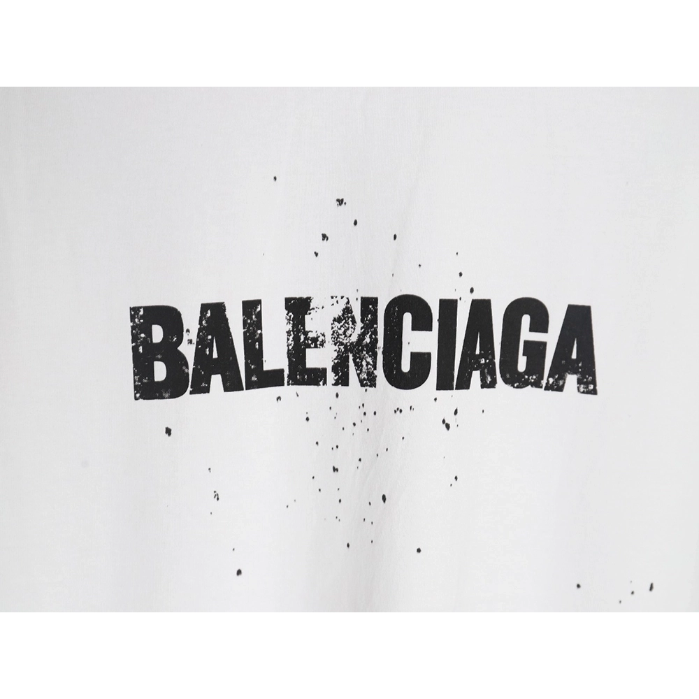 Balenciaga Mottled Letters Ink Print Short Sleeve T-shirt,Balenciaga