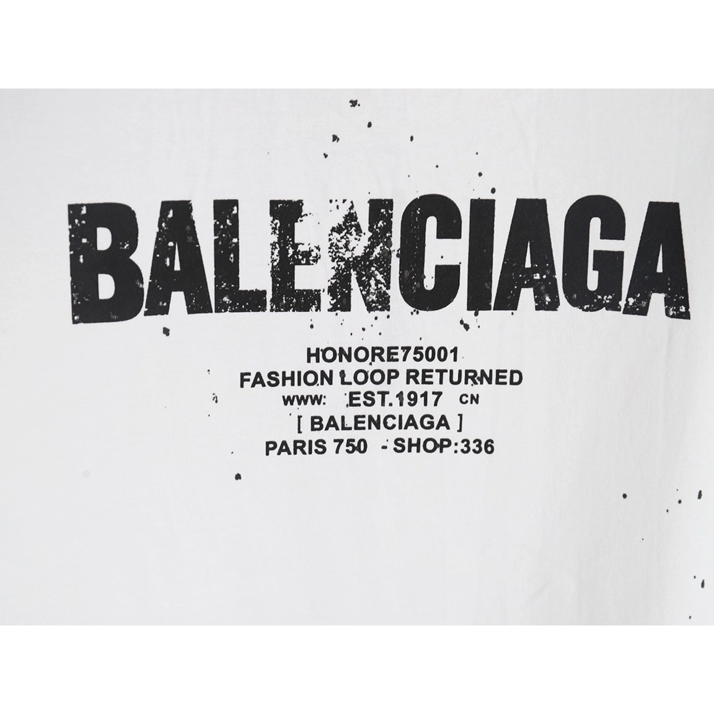 Balenciaga Mottled Letters Ink Print Short Sleeve T-shirt,Balenciaga