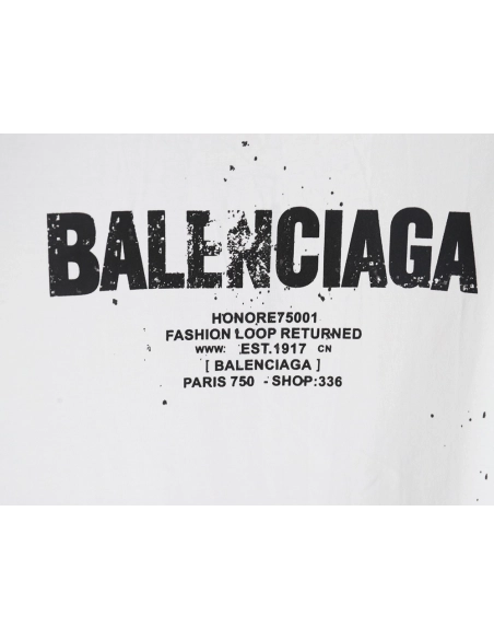 Balenciaga Mottled Letters Ink Print Short Sleeve T-shirt,Balenciaga