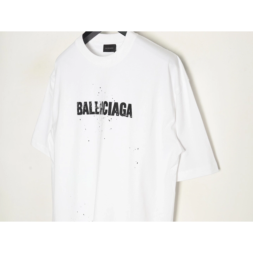 Balenciaga Mottled Letters Ink Print Short Sleeve T-shirt,Balenciaga