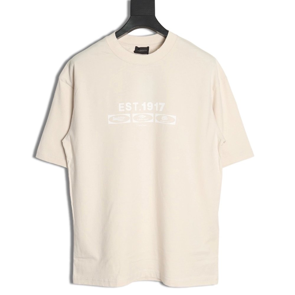 Balenciaga EST.1917 Simple Fashion Printed Short Sleeve T-shirt,Balenciaga