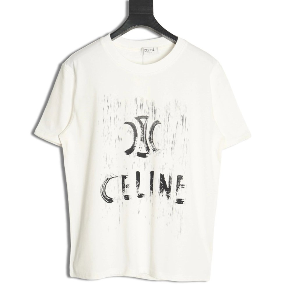 Celine distressed logo print short sleeves,Celine