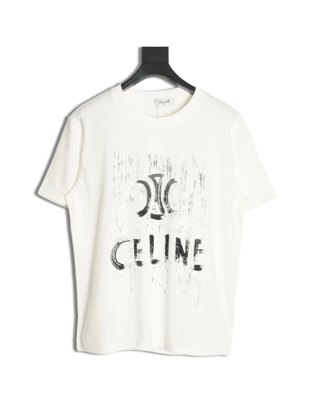 Celine distressed logo print short sleeves,Celine