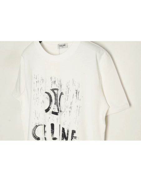 Celine distressed logo print short sleeves,Celine