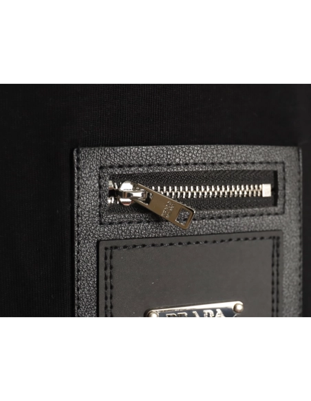 Prada triangle logo leather tag pocket short sleeves TSK1,Prada