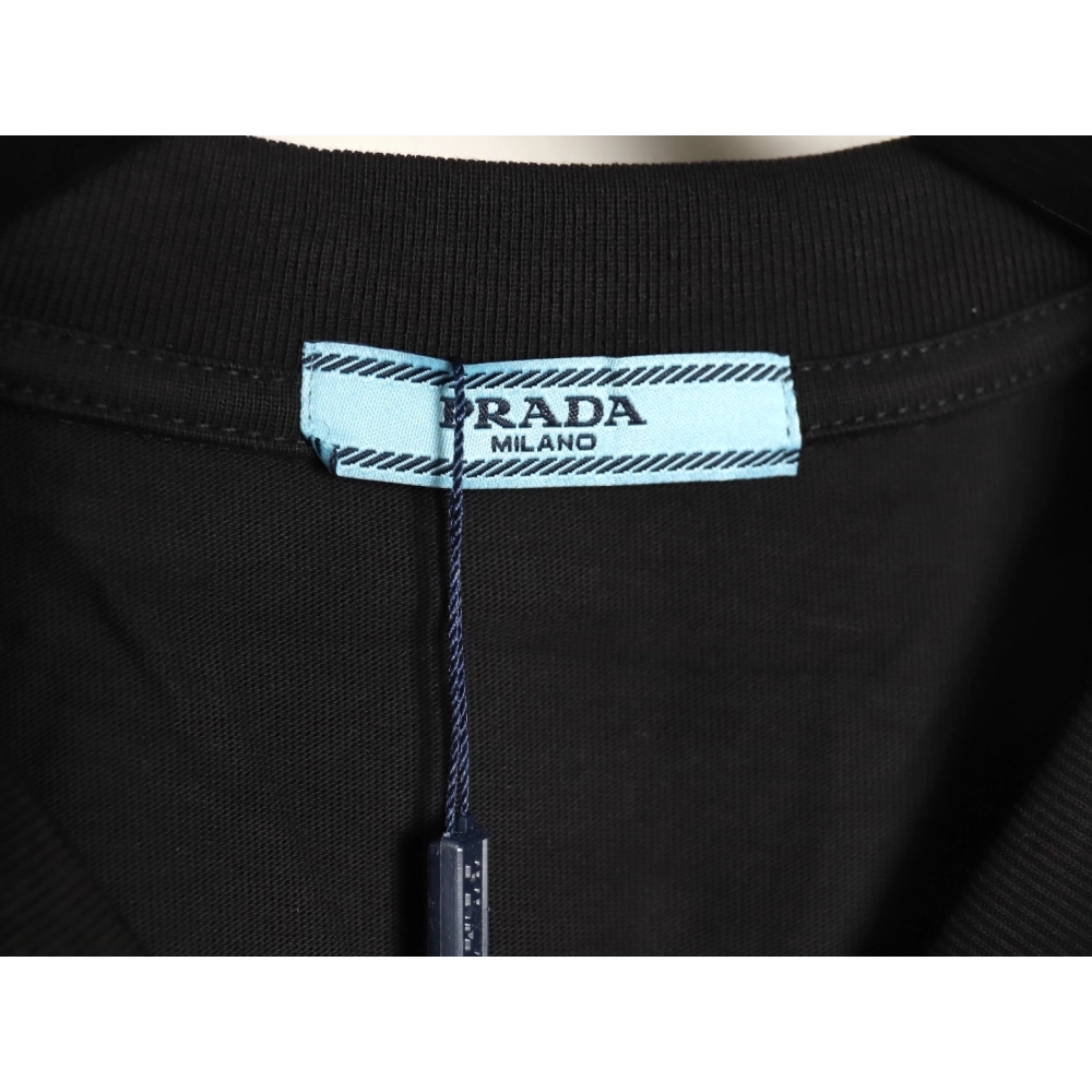 Prada triangle logo leather tag pocket short sleeves TSK1,Prada
