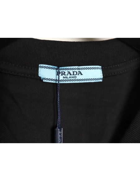 Prada triangle logo leather tag pocket short sleeves TSK1,Prada