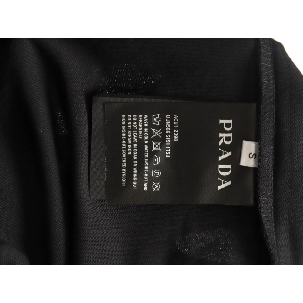 Prada triangle logo leather tag pocket short sleeves TSK1,Prada