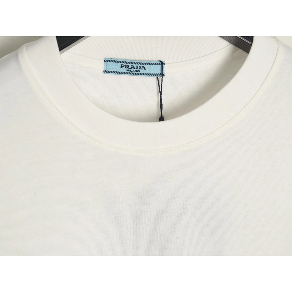 Prada triangle logo leather tag pocket short sleeves,Prada