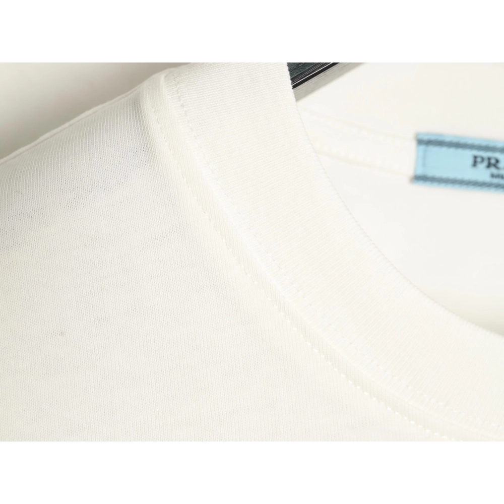 Prada triangle logo leather tag pocket short sleeves,Prada