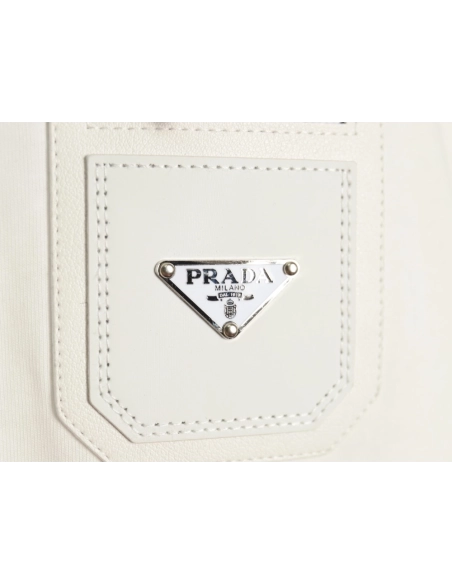 Prada triangle logo leather tag pocket short sleeves,Prada