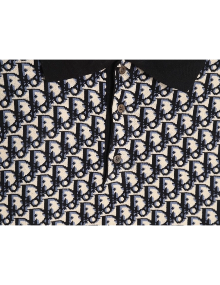 Dior classic monogram jacquard knitted Polo short sleeve,Dior