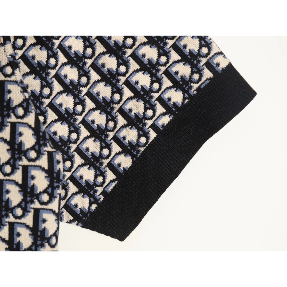 Dior classic monogram jacquard knitted Polo short sleeve,Dior