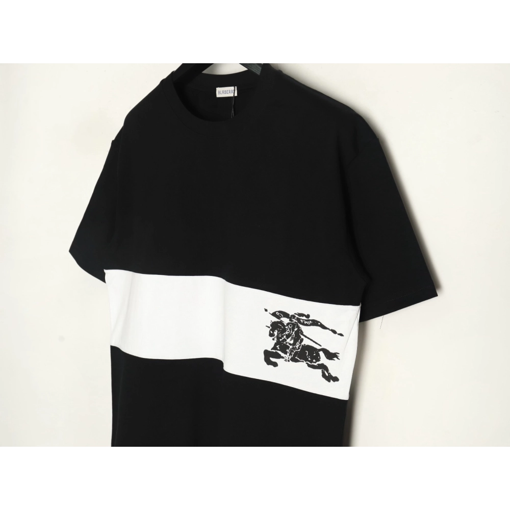 Burberry white horizontal striped war horse print short sleeves TSK1,Burberry